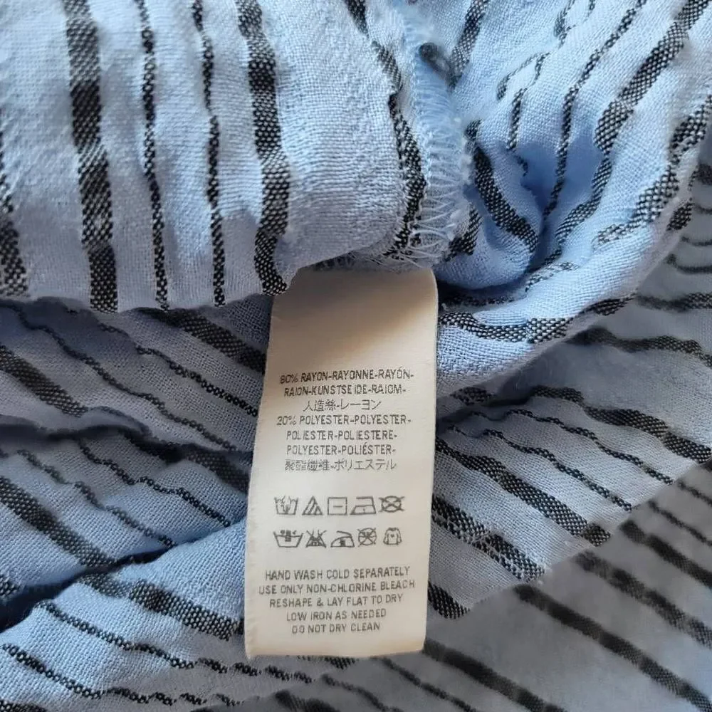 Free people womens Sz XS blue wide sleeve striped oversized tunic top